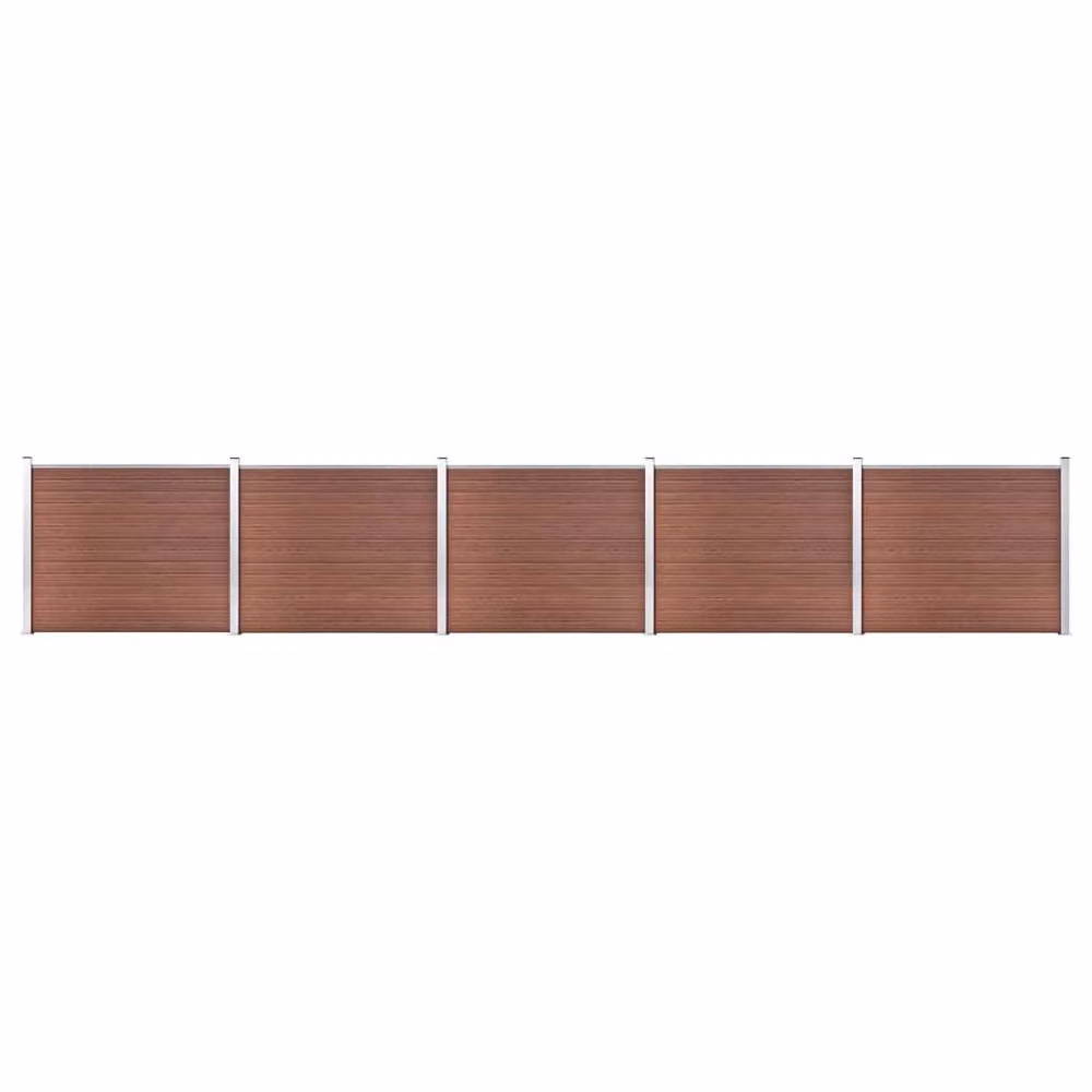 Berkfield Home Durable WPC Fence Panel Set, Brown, W: 872 cm, H: 146 cm – 2