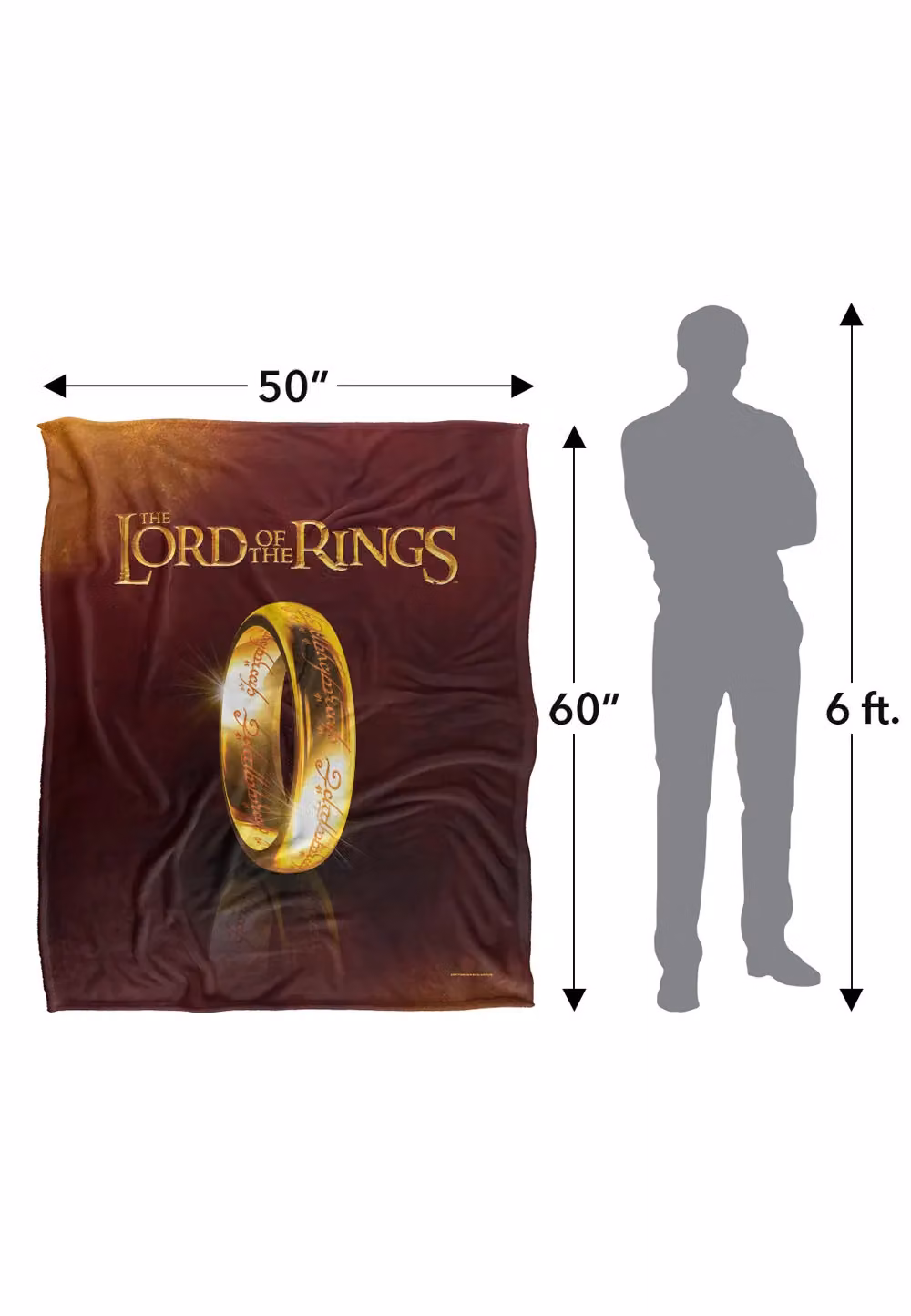 LOGOVISION Lord of the Rings The One Ring Silky Touch Super Soft Throw Blanket, White, W: 152 cm, D: 127 cm – 8
