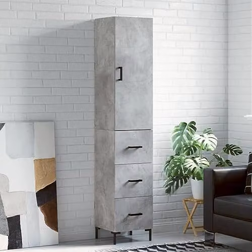 vidaXL Modern Highboard in Grey with Hinged Doors, W/D/H: 34.5 x 34 x 180 cm – 2