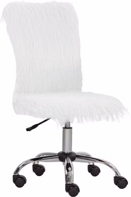 HOMCOM Modern White Plush Armless Swivel Task Chair with Adjustable Height and Castors