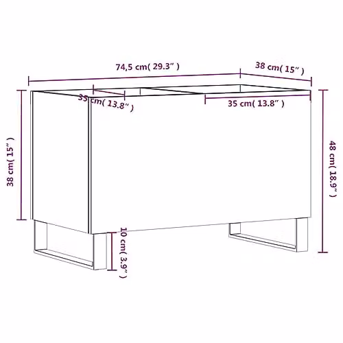 vidaXL Classic Record Cabinet in Black, W/D/H: 74.5 x 38 x 48 cm – 3