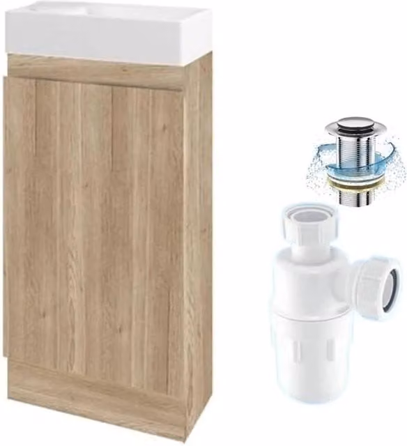 FORGEVIO Denvor Modern Freestanding Wood Grain Bathroom Vanity Unit in Brown