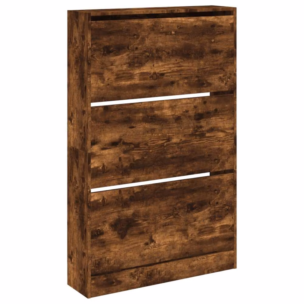 Berkfield Home Smoked Oak Shoe Cabinet in Brown, W/D/H: 80 x 21 x 125.5 cm – 2