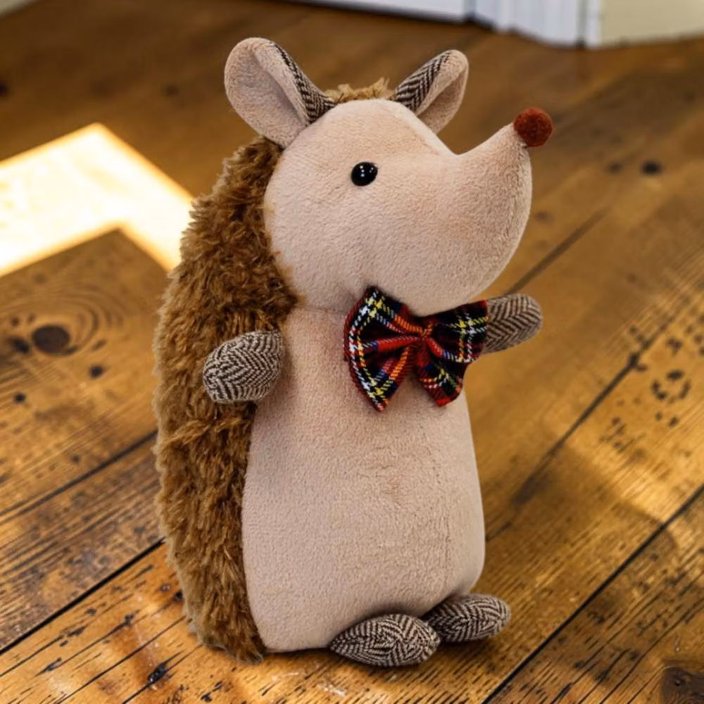 Four Candle Brown Furry Hedgehog Doorstop with Bow Tie – 2