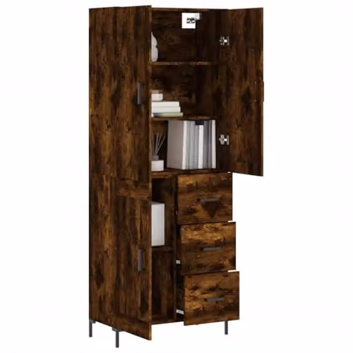 vidaXL Modern Highboard in Smoked Oak, Brown, W/D/H: 69.5 x 34 x 180 cm – 2