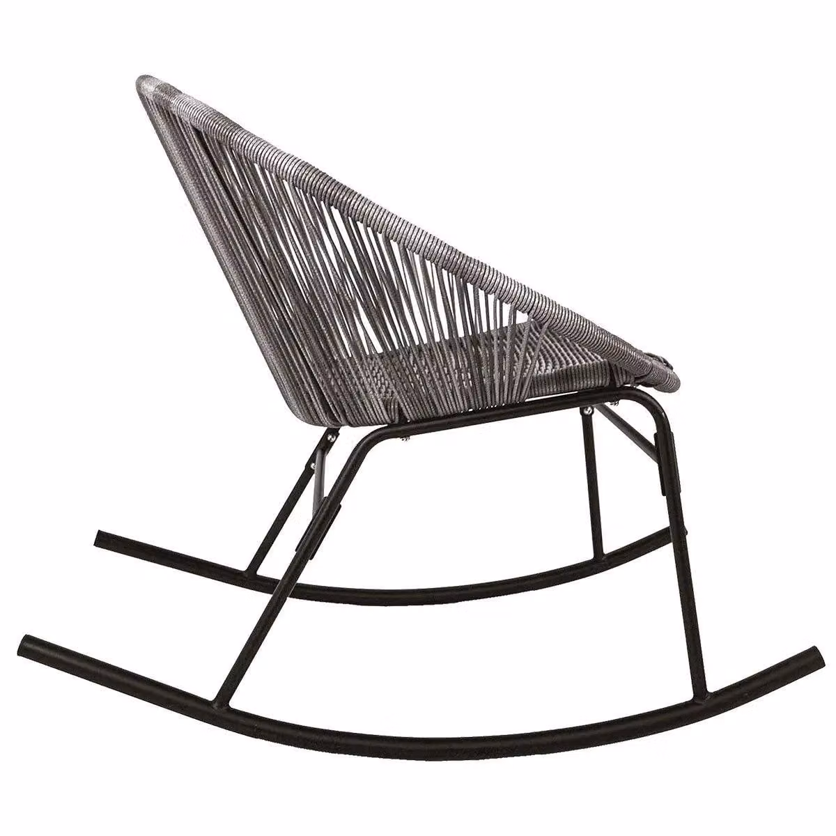 Charles Bentley Zanzibar Rocking Chair in Grey PE Rattan with Black Powder Coated Steel Frame, H 72 x W 74 x D 77 cm – 2