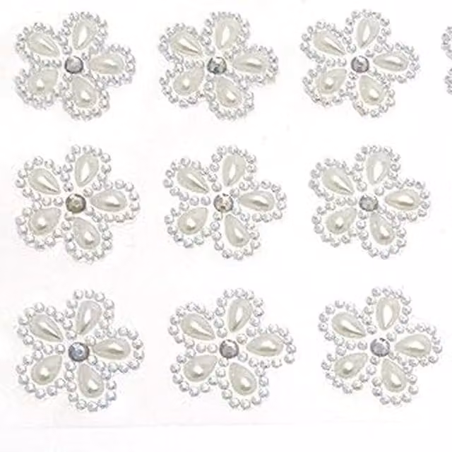 Syntego Pack of 24 White Resin Flower Pearl Embellishments