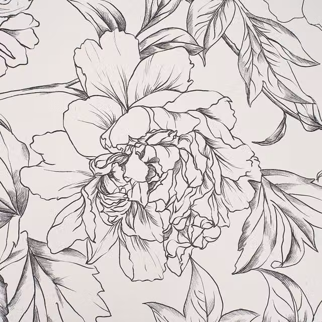 Livingandhome Self-Adhesive Floral Wallpaper in Black and Beige