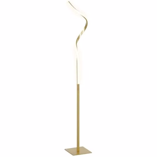 HOMCOM Modern LED Arc Floor Lamp in Gold/Brass with Adjustable Brightness and Foot Switch