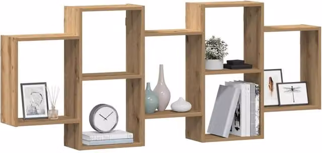Berkfield Home Artisan Oak Wall Shelf, Brown, W: 159 cm, D: 18 cm, H: 65 cm