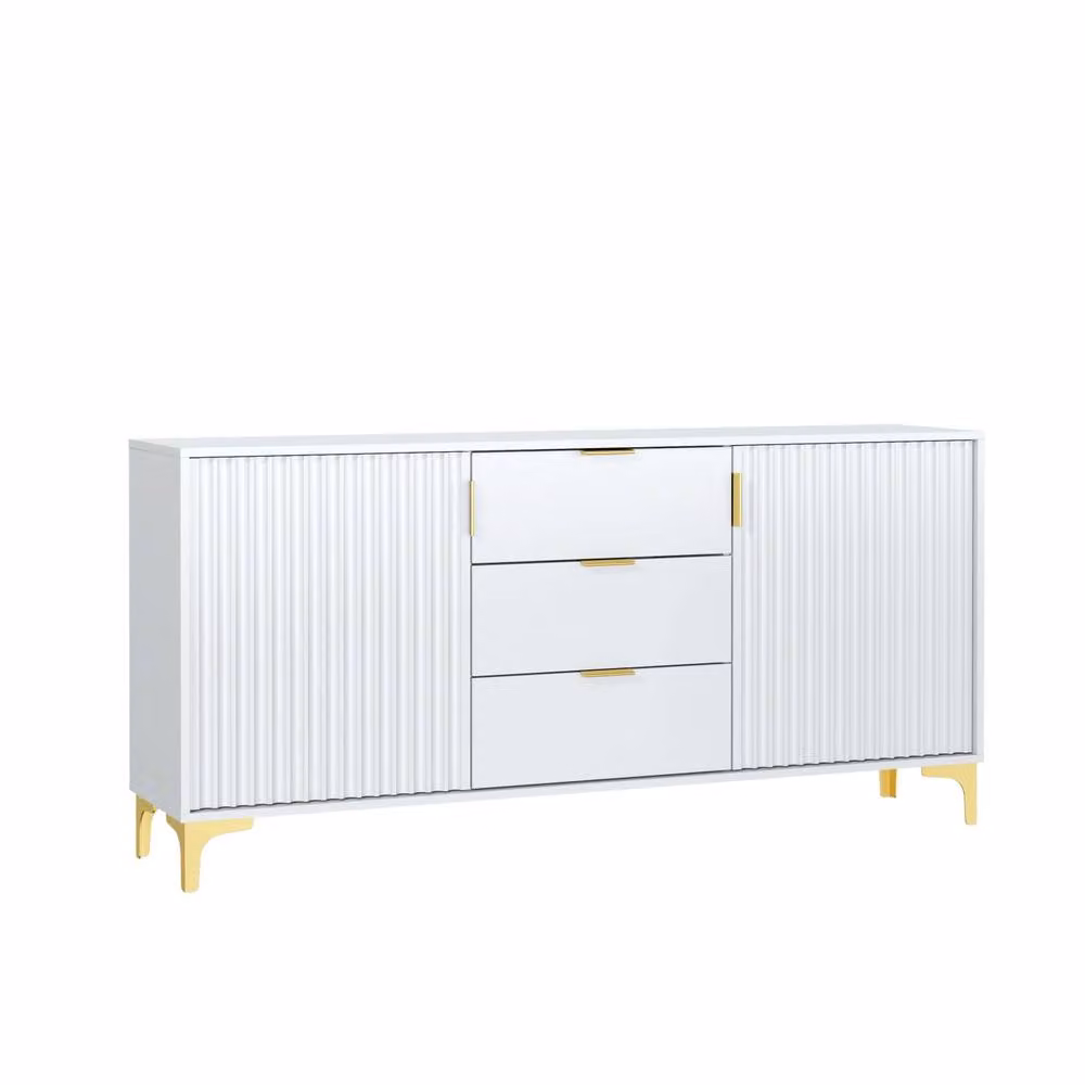 Creative Furniture Tide Crest Sideboard in White and Gold, W: 140 cm, H: 80 cm, D: 35 cm – 3