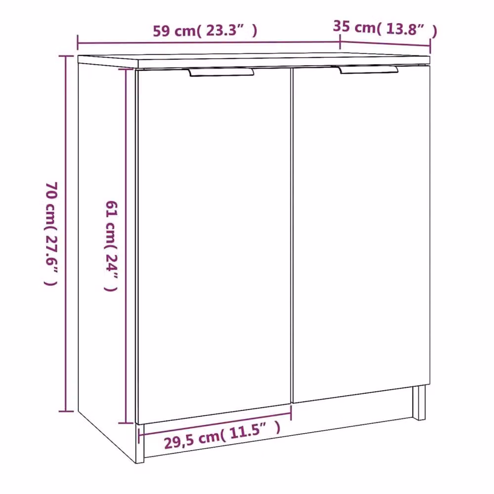 Berkfield Home Sonoma Oak Shoe Cabinet in Beige, W/D/H: 59 x 35 x 70 cm – 2