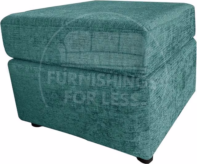 Furnishings For Less UK Monaco Soft Chenille Fabric Footstool in Petrol, W/D/H: 55 x 42 x 42 cm – 1