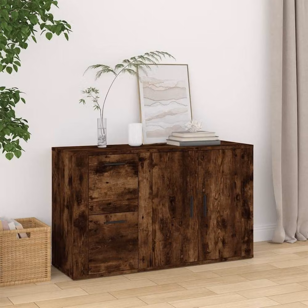 Berkfield Home Smoked Oak Sideboard in Brown, W/D/H: 100 x 33 x 59.5 cm – 2