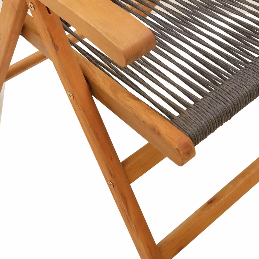 Berkfield Home Set of 6 Reclining Grey Acacia Wood Garden Chairs – 4