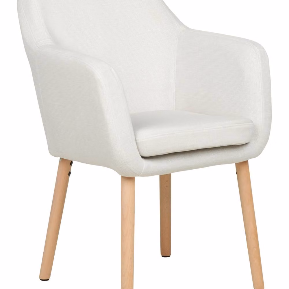Wyld and Coco Prestige Dining Chair with Armrests in White Velvet and Rubberwood – 2