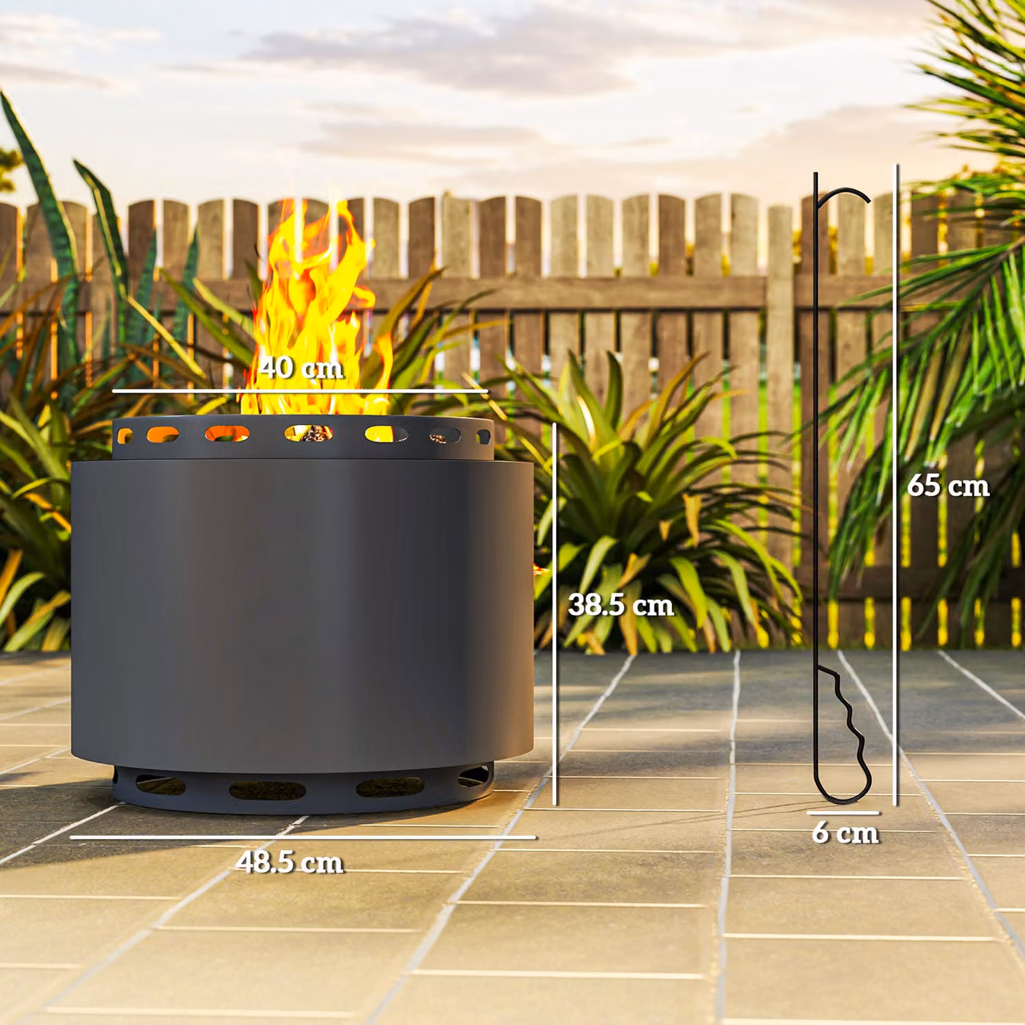 Outsunny Smokeless Metal Wood Burning Fire Pit in Dark Grey, Diameter: 48.5 cm – 2
