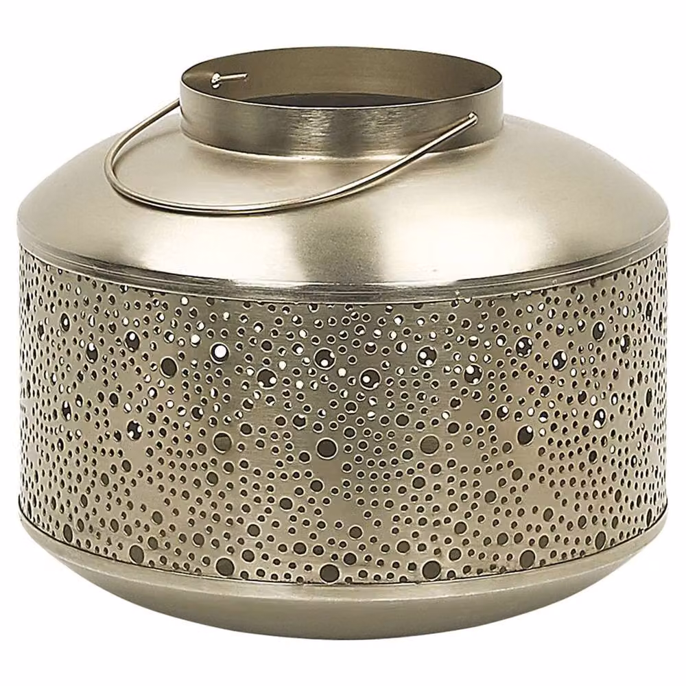 Wyld and Coco Gold Perforated Iron Pillar Candle Holder, Height: 22 cm – 2