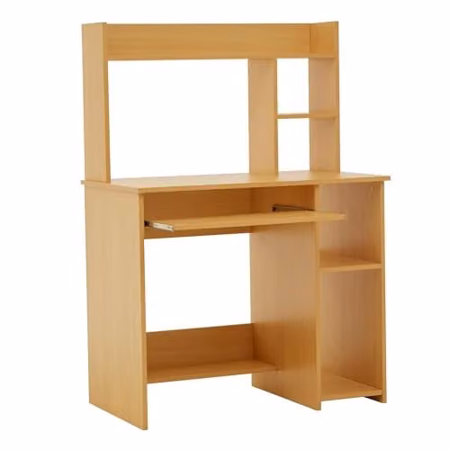 Orsina Modern White Wood Home Office Computer Desk in Beige, W: 90 cm, D: 50 cm, H: 128 cm – 1