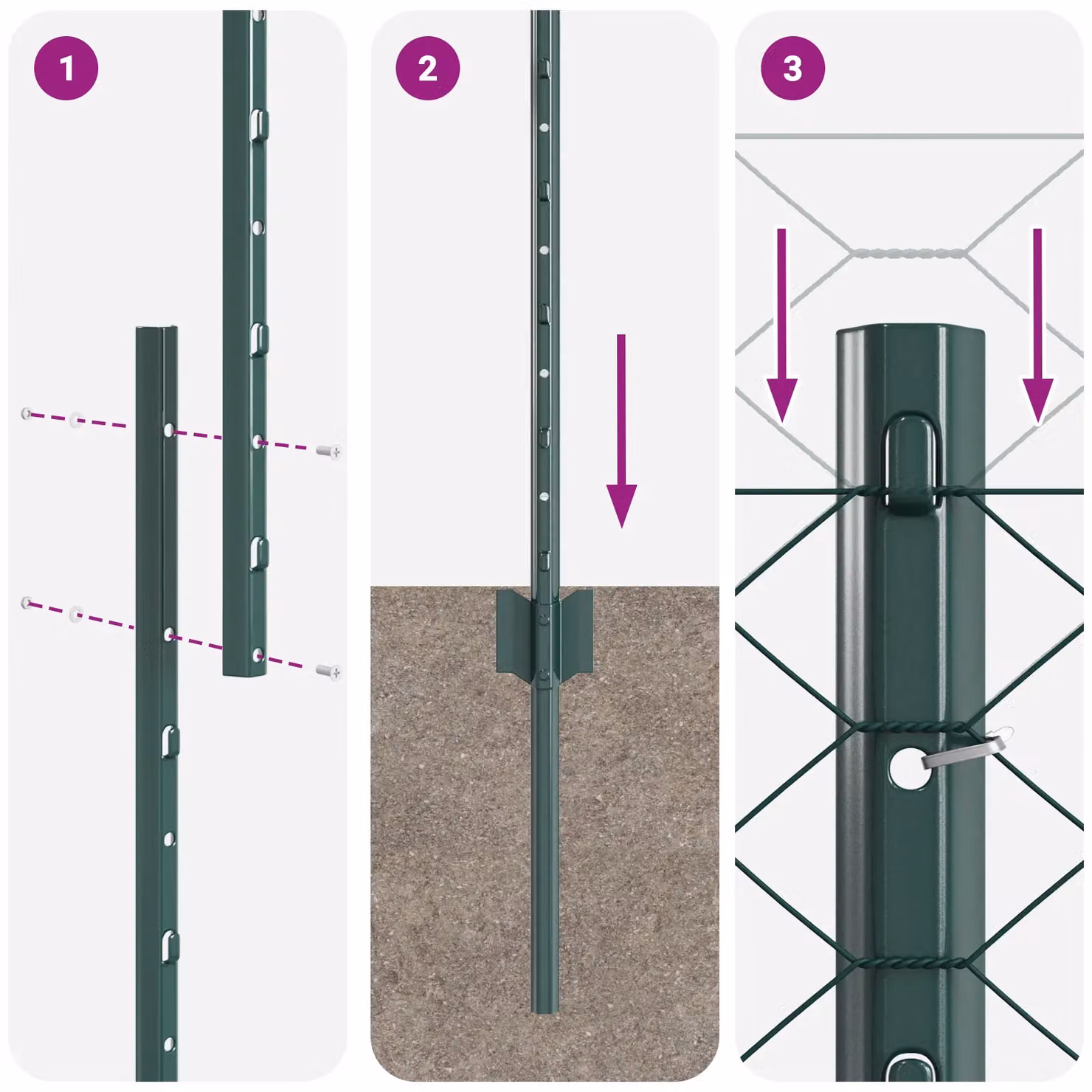 Berkfield Home 11-Piece Green Steel U-Channel Fence Posts, Height: 100 cm – 5