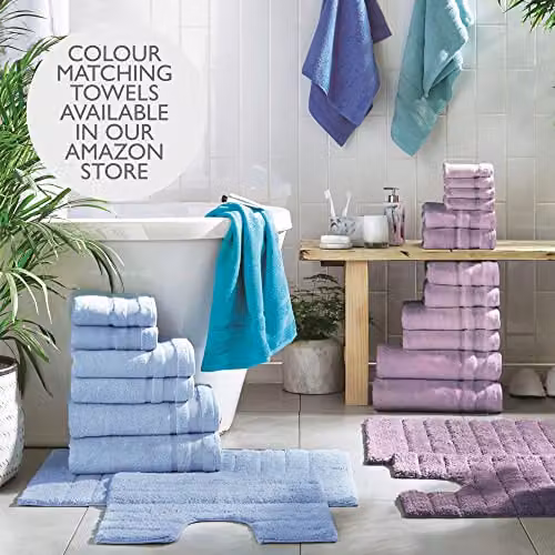 Allure Bath Fashions Ribbed Two Piece Cotton Bath Mat and WC Pedestal Mat Set in Anthracite Grey – 6