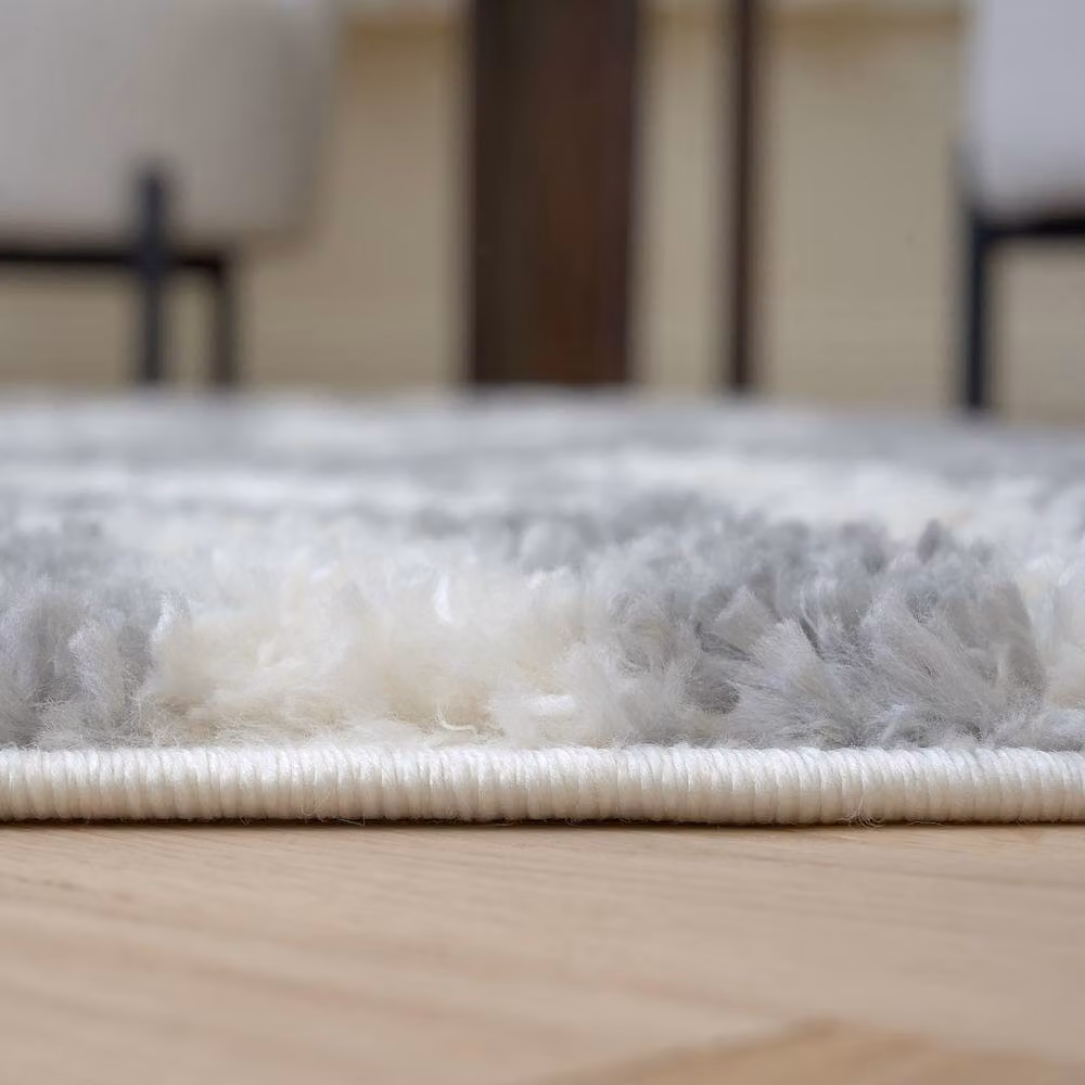 THE RUGS Moodi Rainbow Design Shaggy High Pile Living Room Rug in Grey and Multicolour, W: 160 cm, L: 230 cm – 2