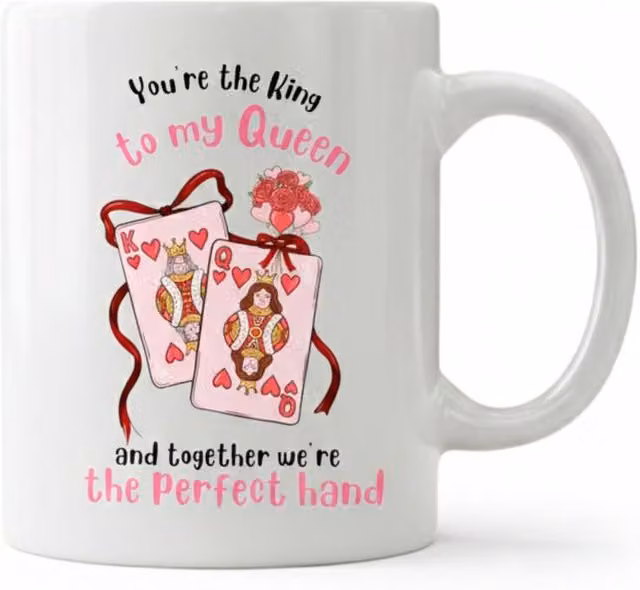 Dyzi You're The King To My Queen Printed Ceramic Mug, White