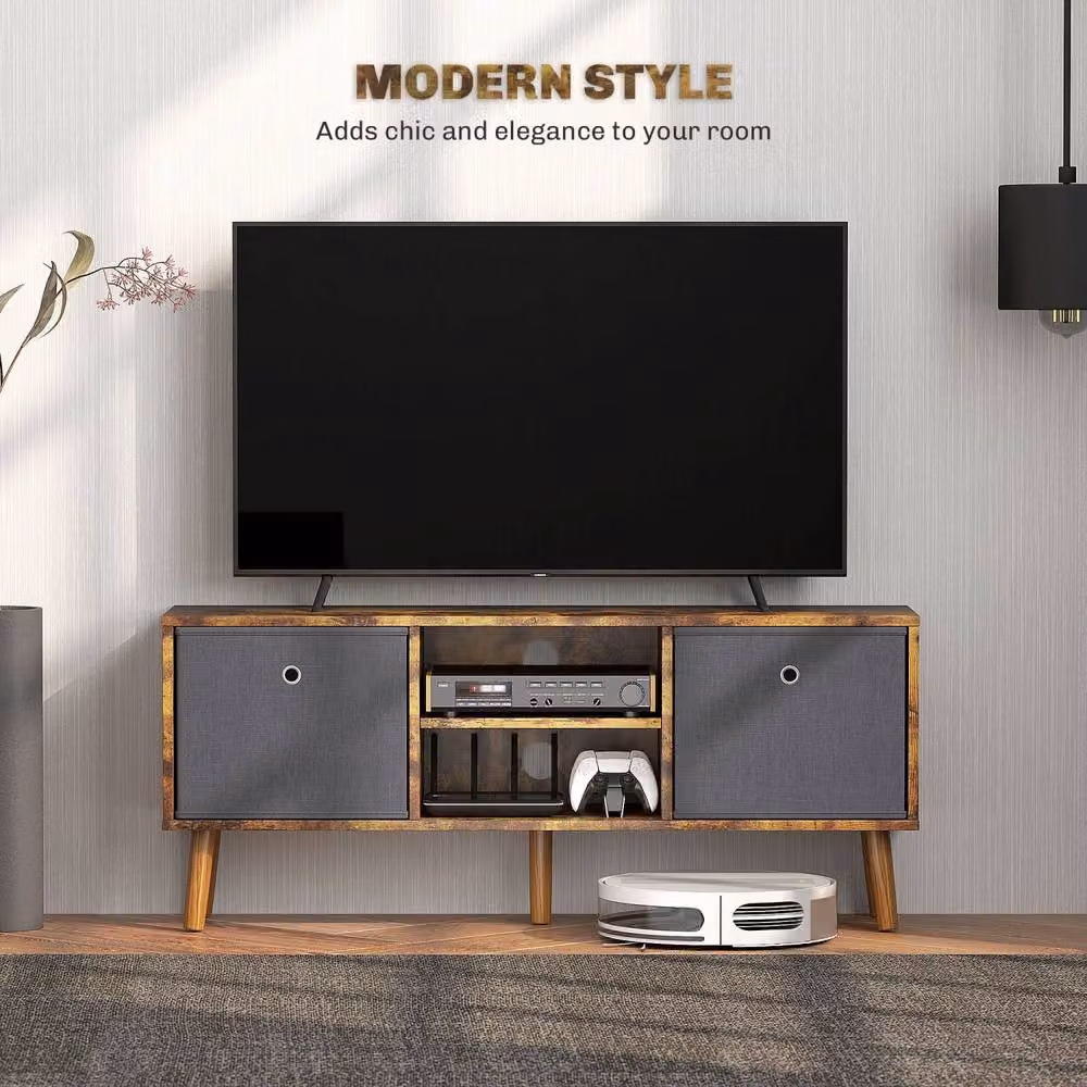 Wyld Haus Dilo Wooden TV Storage Cabinet in Rustic Brown, W/D/H: 110 x 46.5 x 29 cm – 4