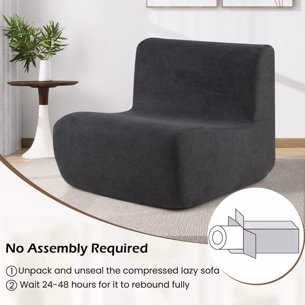 Costway Bean Bag Chair in Dark Grey with Velvet Fabric and Shredded Memory Foam Support – 7