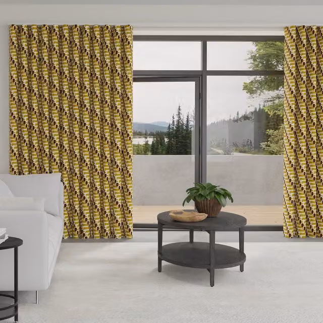 Orla Kiely Dog Show Made to Measure Wave Blackout Cotton Curtain in Yellow