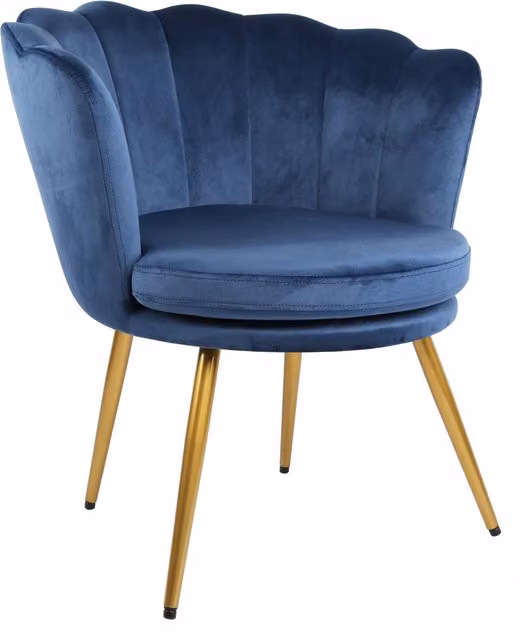 Genesis Flora Navy Blue Velvet Petal Back Scallop Accent Armchair