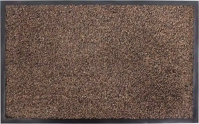 JVL Admiral Striped Rectangular Machine Washable and Dirt Repellent Mat in Brown