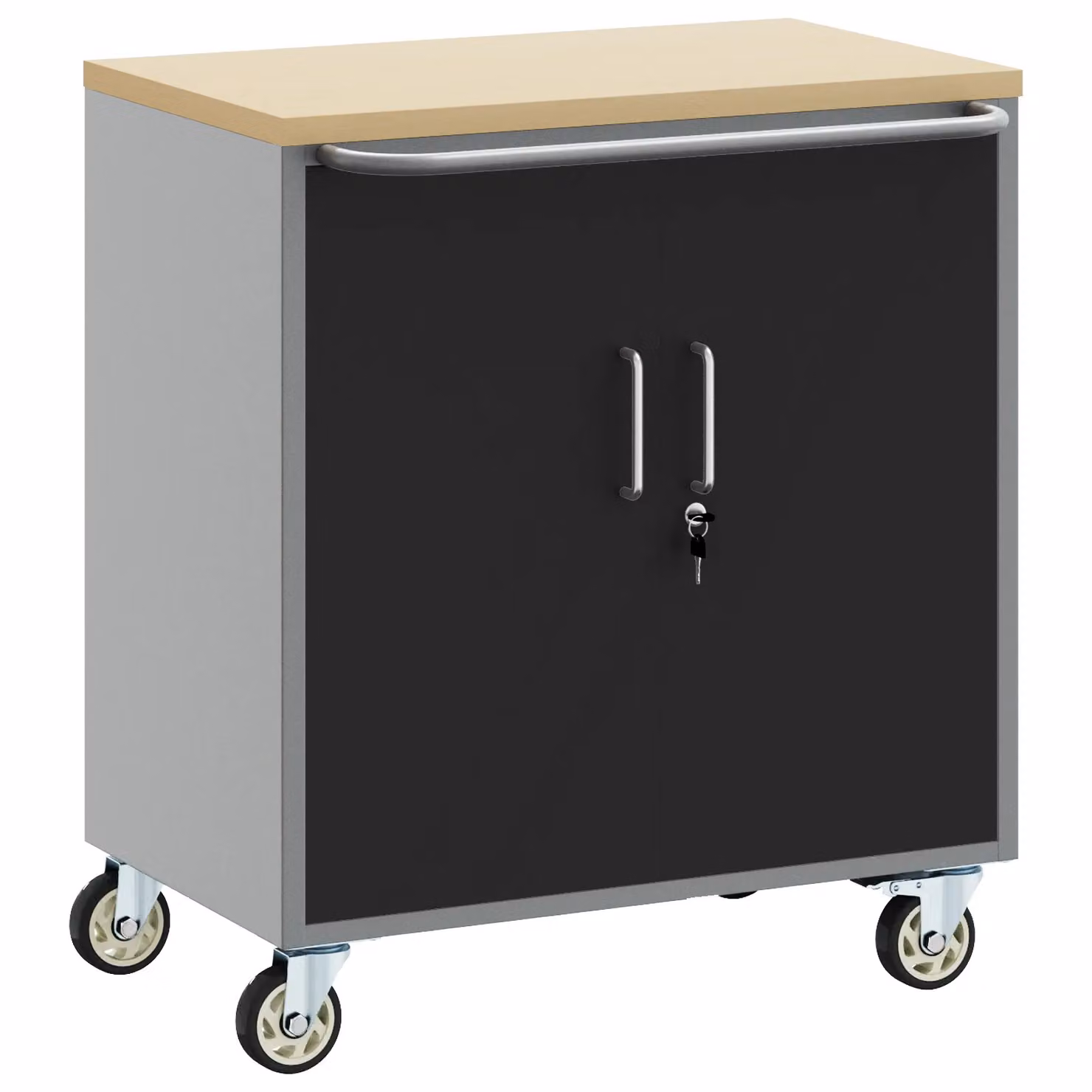 Berkfield Lockable Steel Tool Cabinet with Wheels, Black, W: 75 cm, D: 45 cm, H: 85 cm – 2
