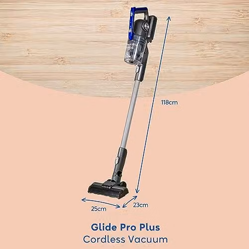 Russell Hobbs RHHS4101 Glide Pro Plus 2-in-1 Cordless Stick Vacuum Cleaner, Grey and Blue, 350W, 25.2V, 50 Minute Run Time, 22kPa Brushless Motor, Bagless with Washable Filter for Pet Hair and Carpets – 2