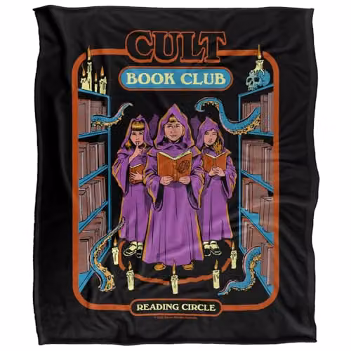 Steven Rhodes Cult Book Club Super Soft Fleece Throw Blanket, Multicolour, W/D/H: 152 x 127 cm
