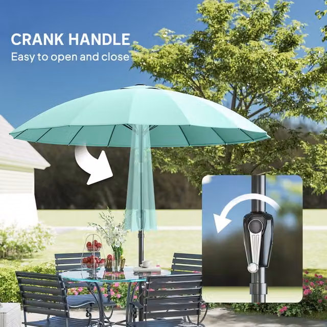 Outsunny Shanghai Garden Parasol Umbrella in Turquoise, 2m