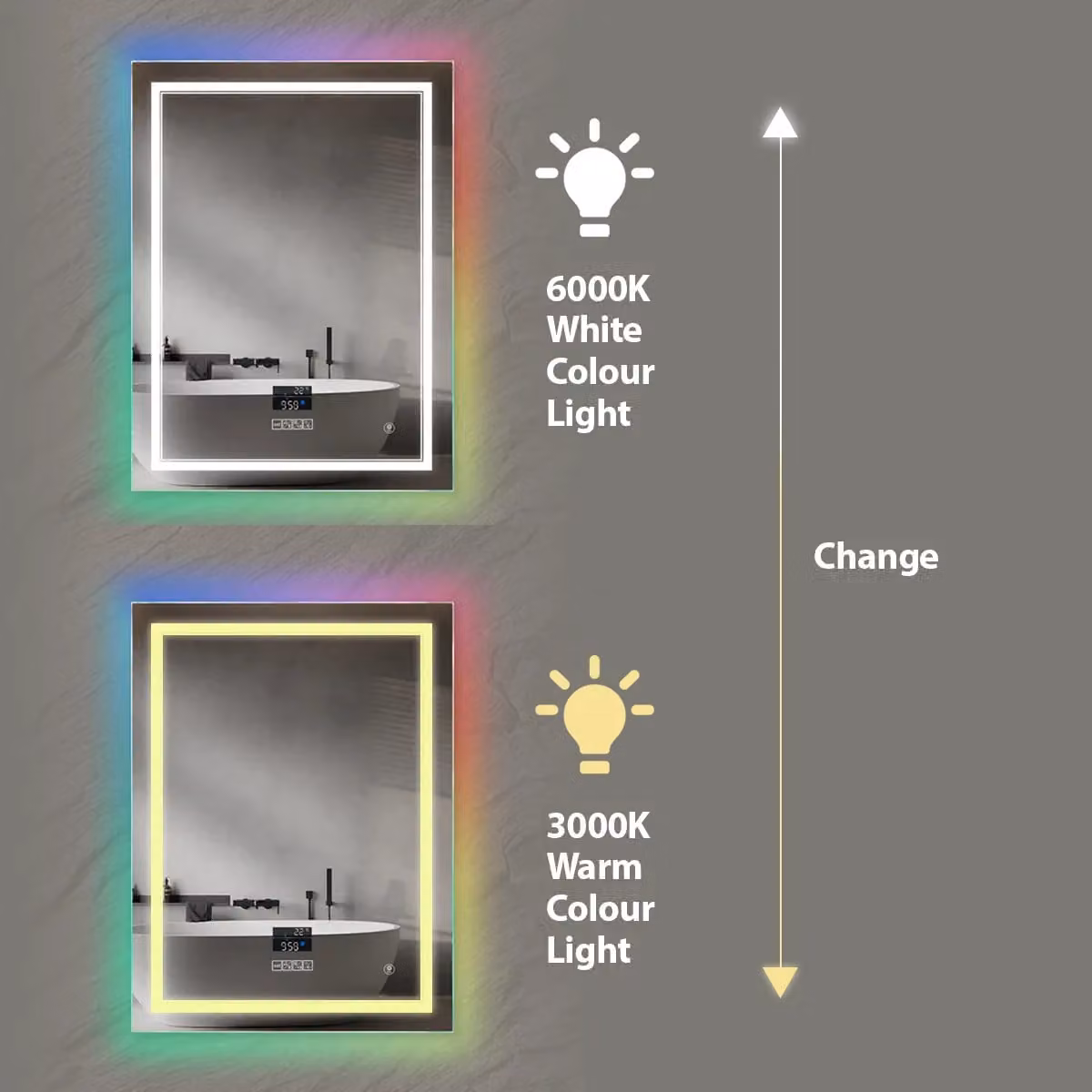 ENER-J LED Bathroom Mirror with Bluetooth Speaker, White, W: 50 cm, H: 70 cm