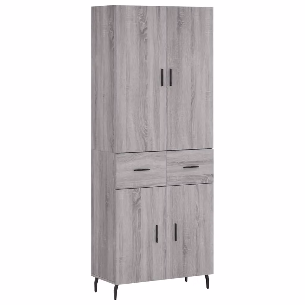 Berkfield Home Grey Sonoma Highboard with Hinged Doors and Internal Shelves, W: 69.5 cm, D: 34 cm, H: 180 cm – 2