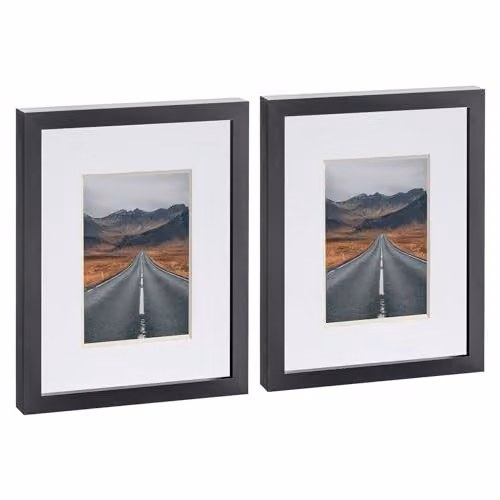Nicola Spring Pack of 2 Black Rectangular Photo Frames with White Mounts, 10 x 15 cm – 1