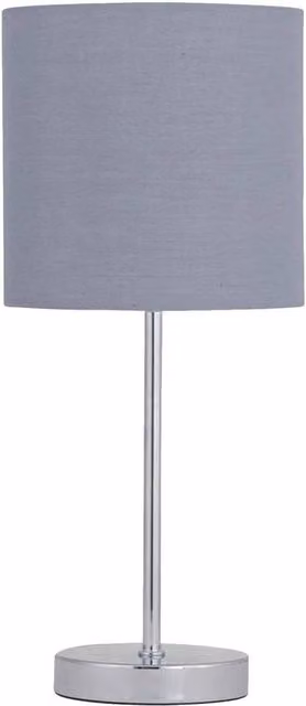 First Choice Lighting Chrome Touch Operated Dimmable Table Lamp with Grey Fabric Shade – 1