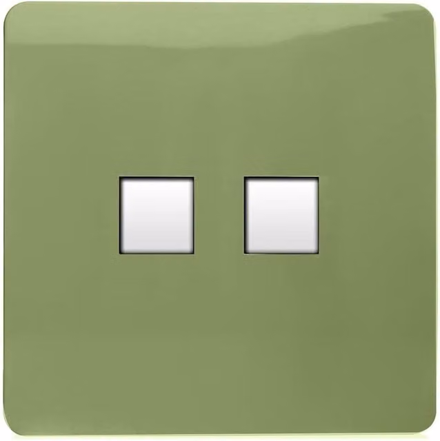 Trendi Switch 2 Gang RJ45 Cat 5e Ethernet LAN Socket in Moss Green
