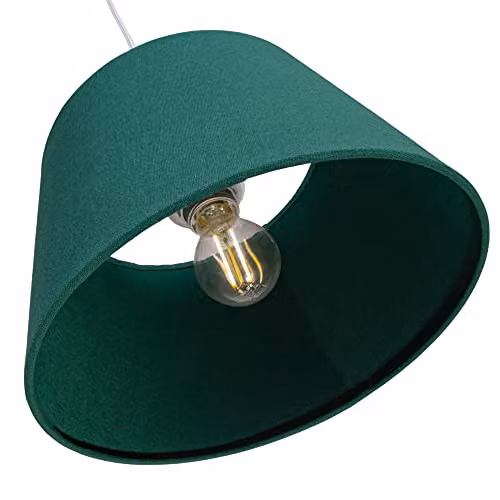 Happy Homewares Classic Green and White Linen Fabric Drum Lampshade, Diameter: 30 cm – 3