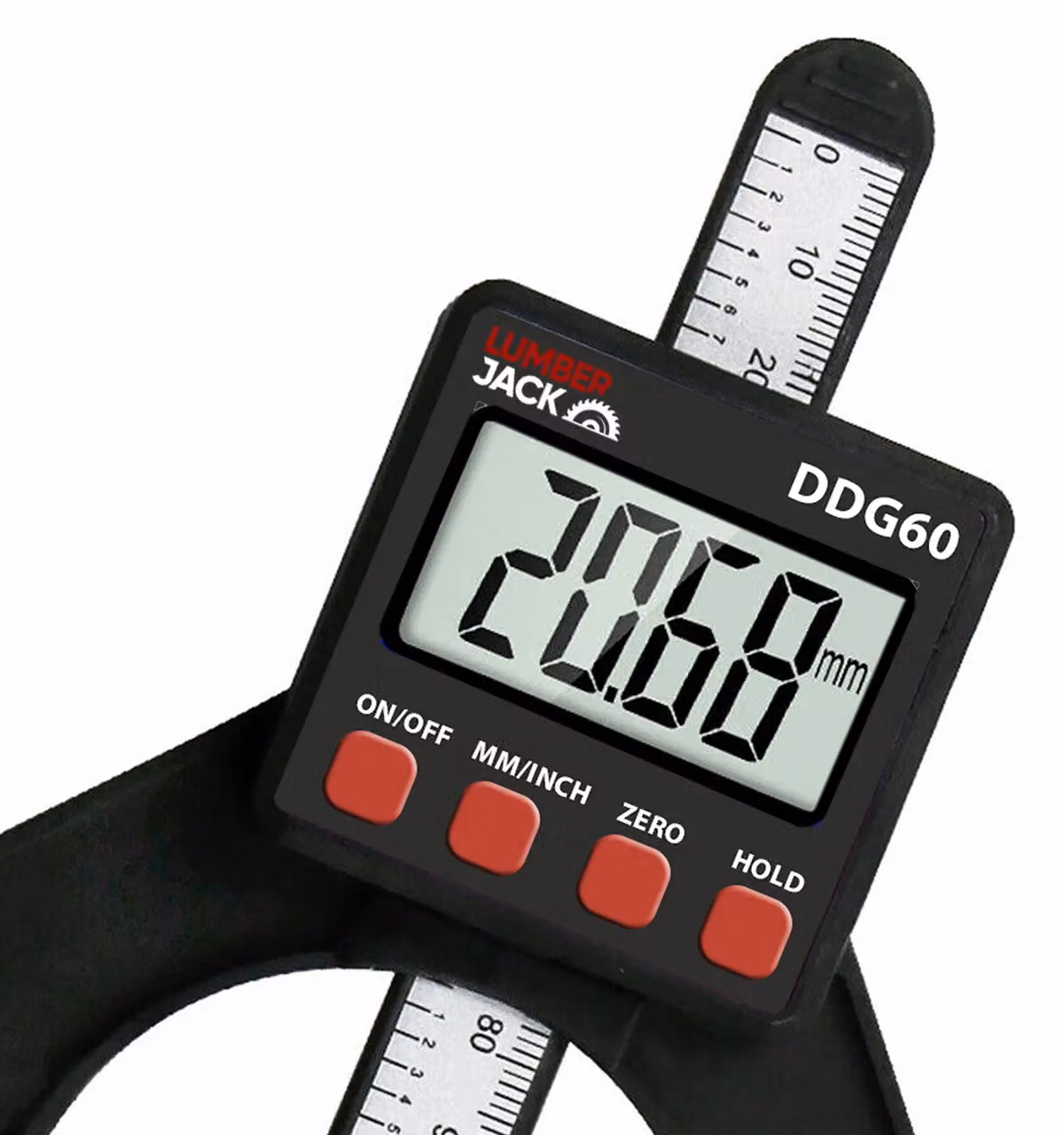 Lumberjack LCD Digital Height and Depth Gauge Electronic Caliper with Magnetic Ruler in Black – 10