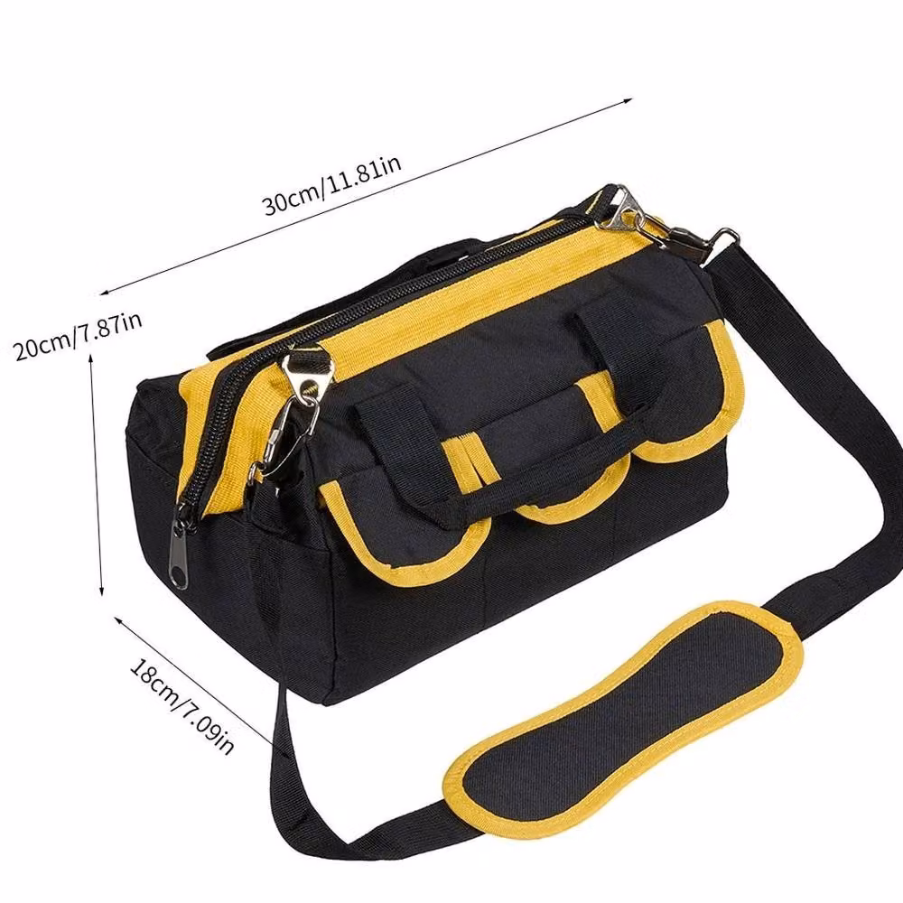 Kelvenix Heavy Duty Electrician Tool Bag with Strap, Black, W: 52 cm, H: 18 cm, D: 27 cm – 2