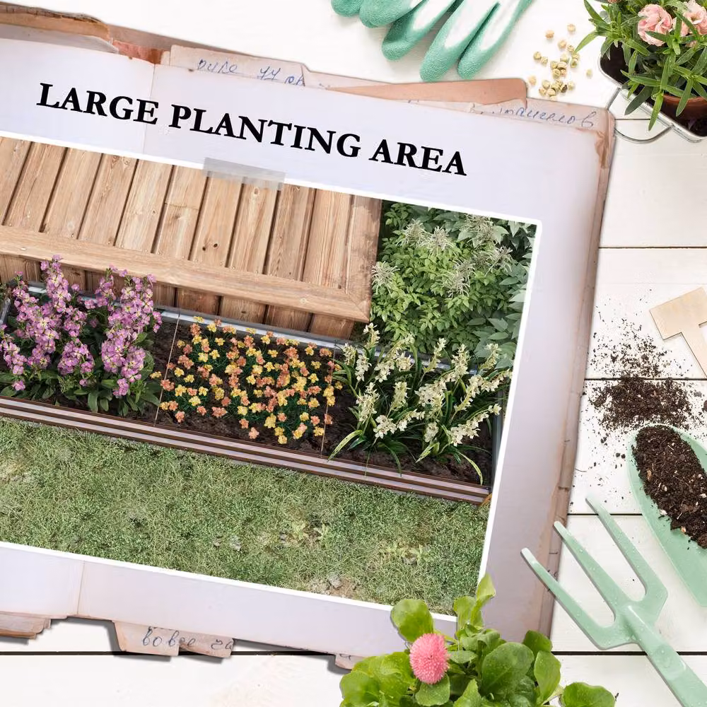 OUTSUNNY Galvanised Steel Raised Bed Garden Planter in Dark Brown, W: 60 cm, D: 60 cm, H: 30 cm – 3