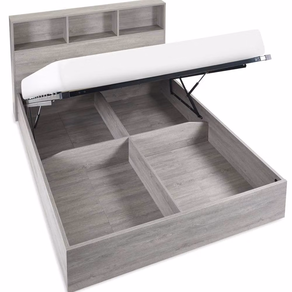 Cheshire Alder Ottoman Storage Bed in Grey Oak, Single, W/D/H: 90 x 200 cm – 2
