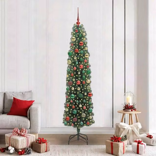 Berkfield Home Artificial Green Christmas Tree with 300 LEDs and Stand, Height: 210 cm
