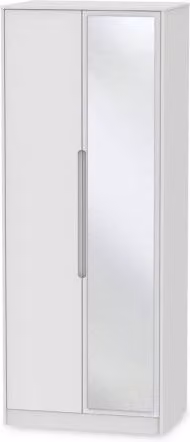 Welcome Monaco Modern 2 Door Tall Mirrored Double Wardrobe in White
