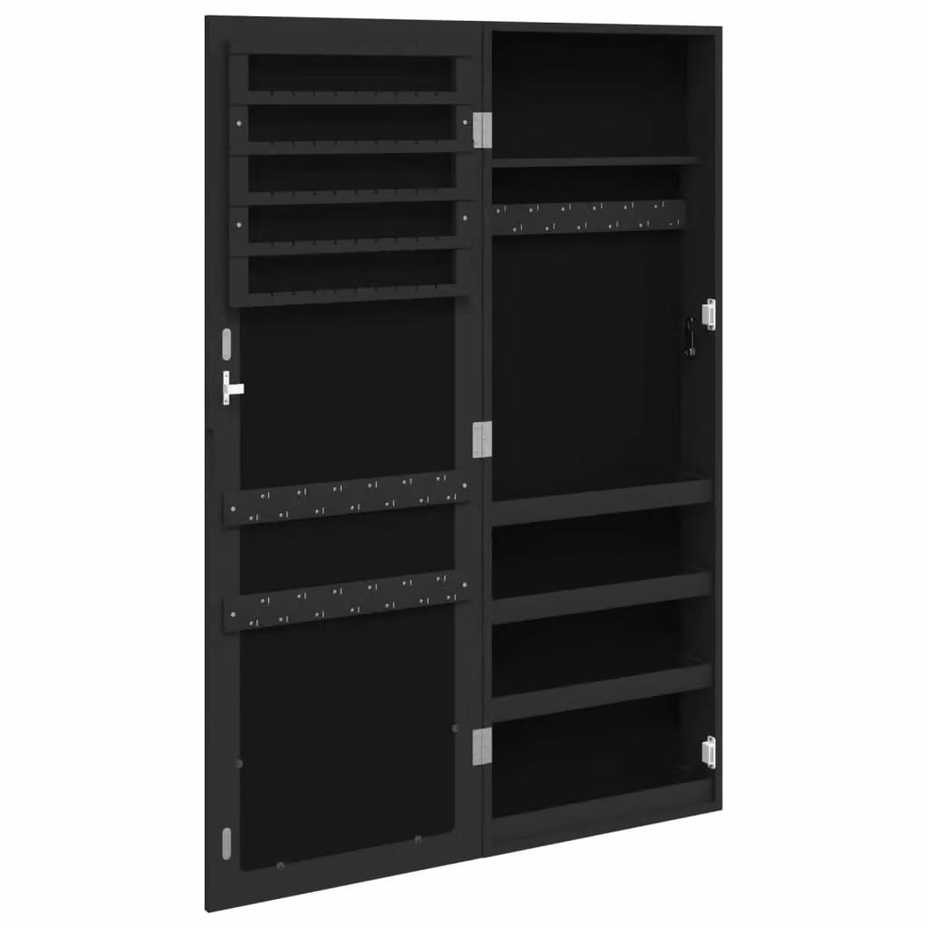 Berkfield Home Wall Mounted Mirror Jewellery Cabinet in Black, W/D/H: 37.5 x 10 x 106 cm – 3