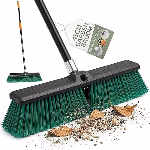 Pelle & Sol Heavy Duty Outdoor Garden Broom in Green, W: 45 cm, H: 140 cm – 1